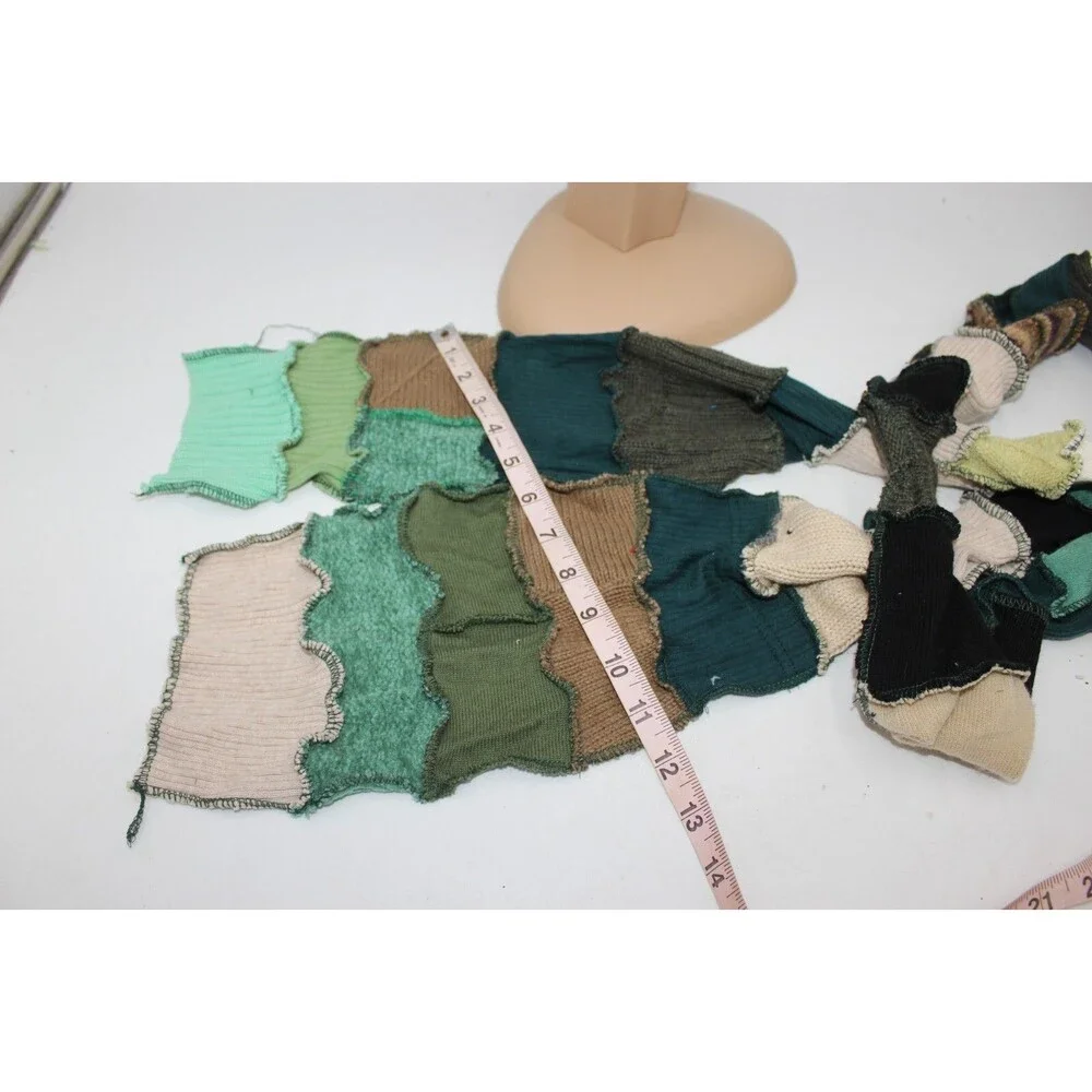 Scarf Upcycled Green Brown Sweaters Winter Wedding Aprx 8' Long Handmade Hunting